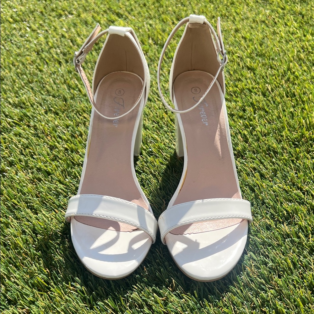 Qupid Elegant White Strap Heels